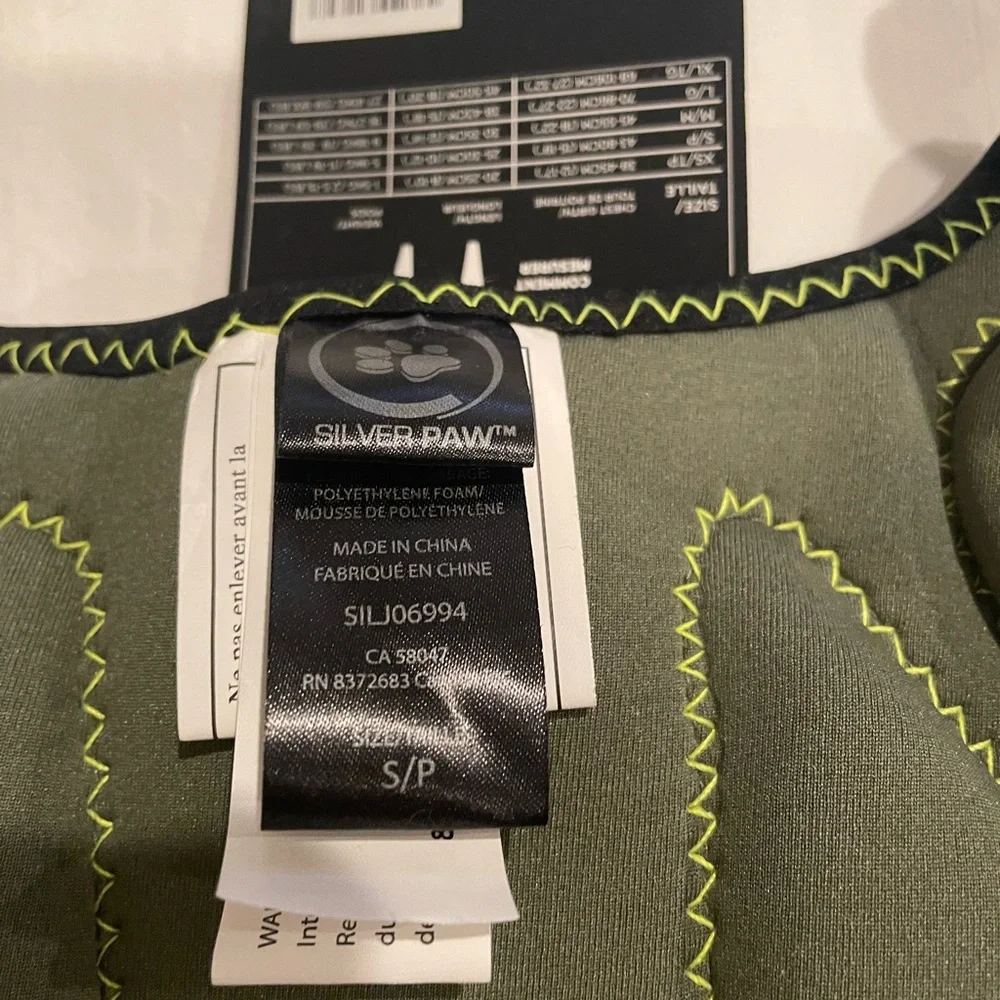 COPY - NWT Neoprene silver Paw Dog Life Jacket-Khaki size Small